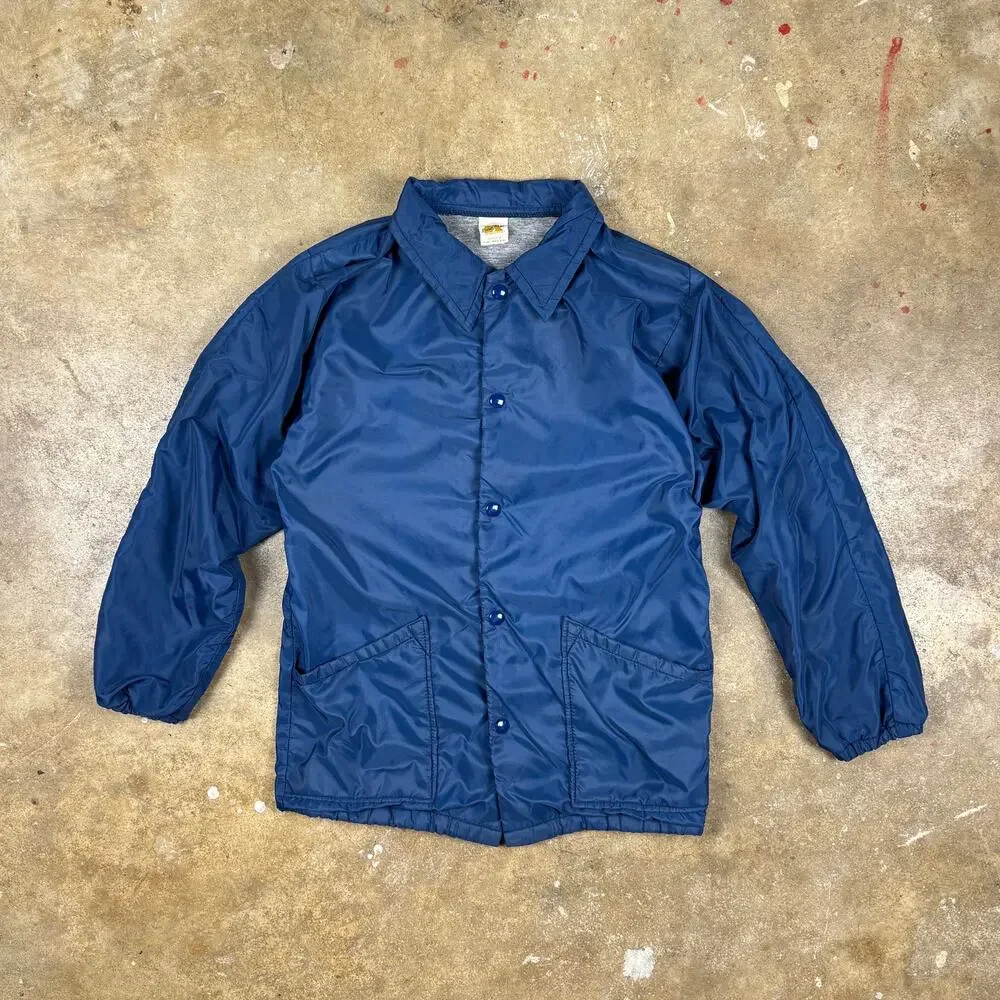 Vtg 70s‎ Russell Athletic Coach Jacket Youth Medium Blue Cavaliers Appliqué